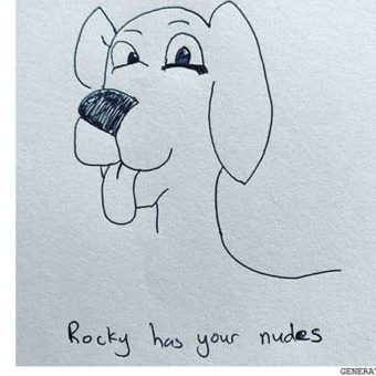 drawing - rocky the dog has your nudes