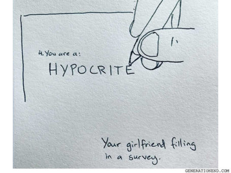 your girlfriend filling in a survey drawing